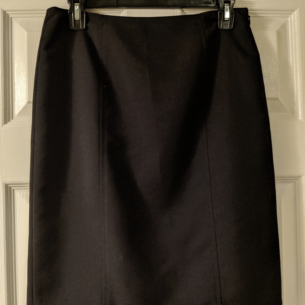 solid black business formal skirt